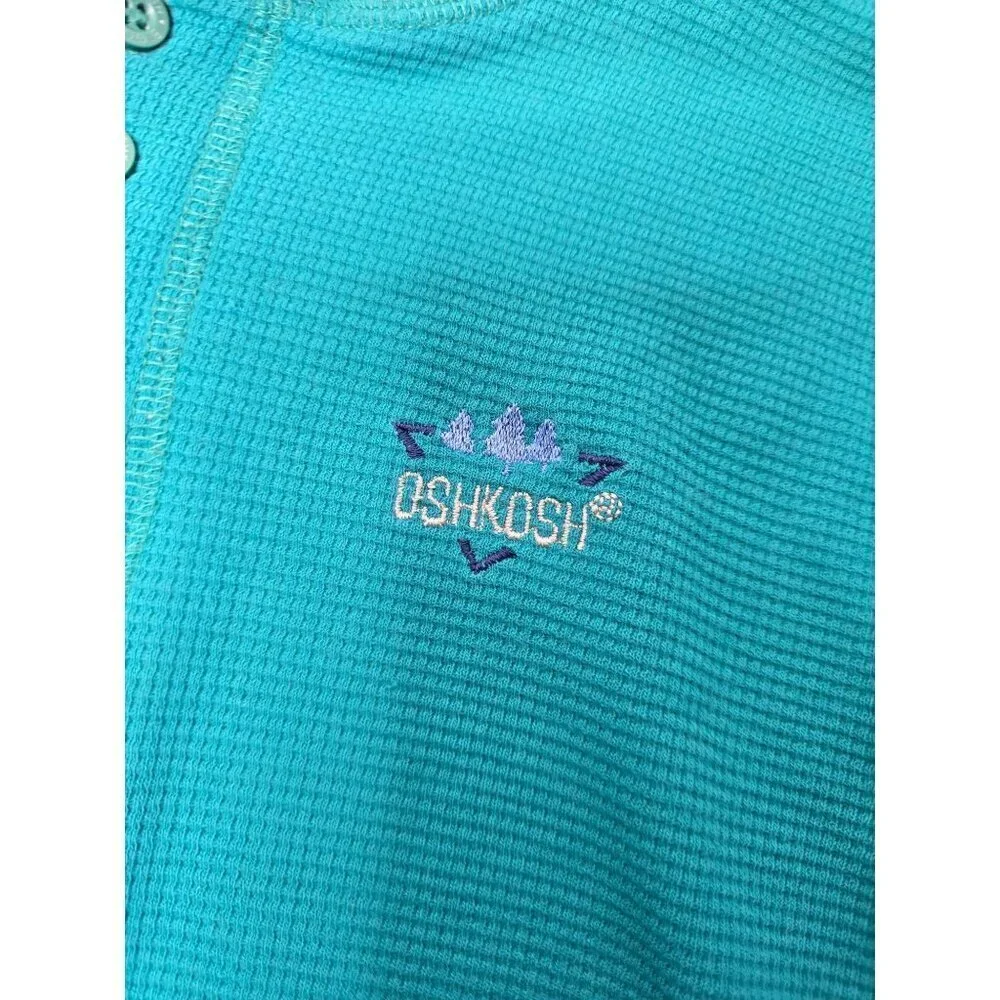 Vintage Oshkosh Blue Waffle Knit Cotton Henley